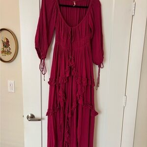 Free People In Your Dreams Burgundy Maxi Dress